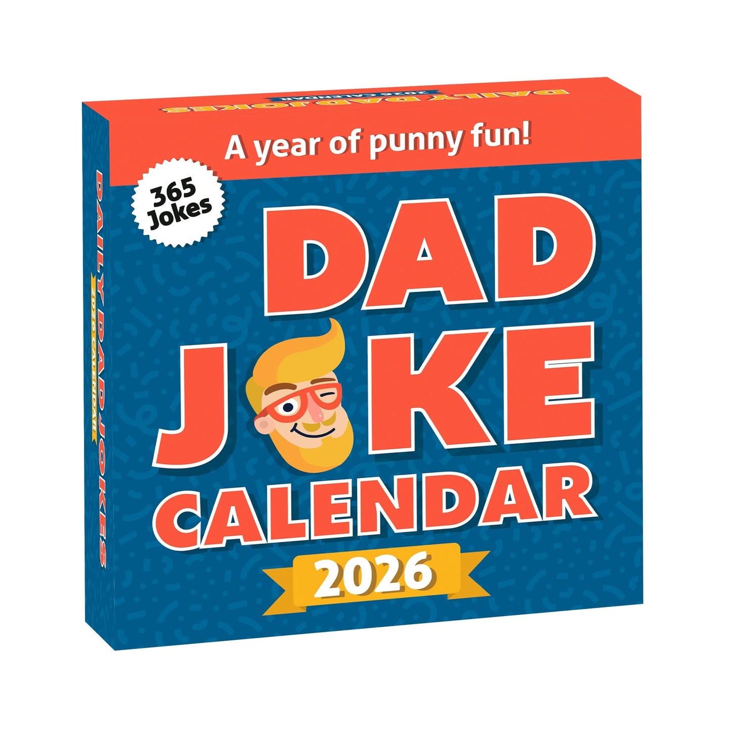 The PRE-ORDER 2026 Daily Dad Joke Desktop Calendar by That Is So Dad features "A year of punny fun!" and "365 Jokes" with a cartoon face, perfect for fans of funny dad jokes.