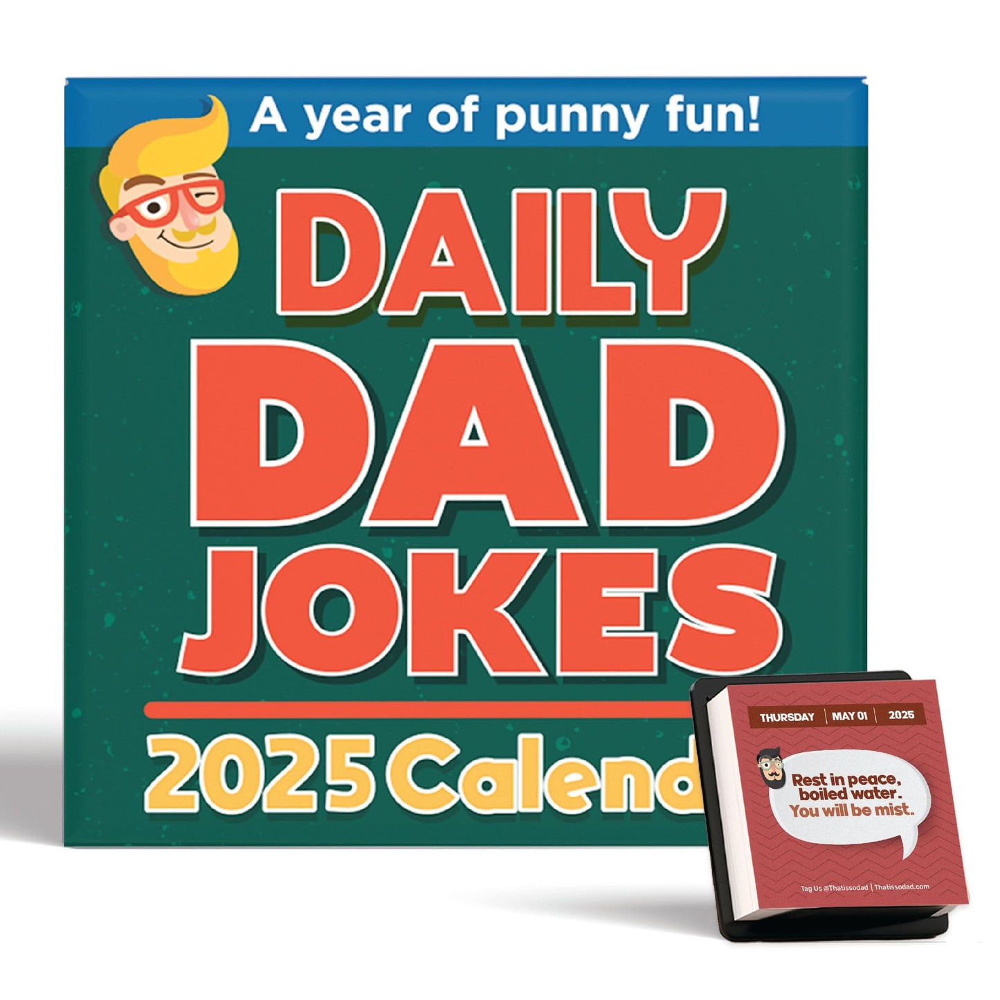The 2025 Daily Dad Joke Desktop Calendar by That Is So Dad delivers hilarious dad jokes each day, with the tagline “A year of punny fun!” Perfect for desks or tabletops, it’s a unique way to enjoy daily laughs all year long.
