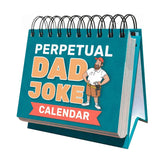 The Perpetual Dad Joke Desktop Calendar by That Is So Dad is a teal, spiral-bound desk calendar packed with daily dad jokes and features a cartoon man on the cover—perfect for keeping you smiling all year long!.