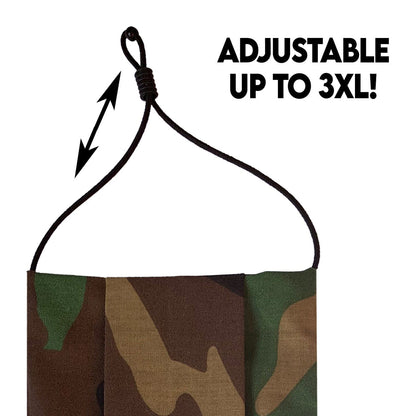 XXL Face Mask- Reusable & Washable with Cotton Blend Fabric Face Mask Square Up Fashions Camo 1 Individual 
